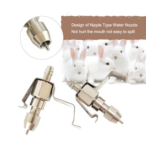 8pcs Stainless Steel Rabbit Watering Nipples Metal with Cage Clips Rabbit Water Nipples Dispenser Hamster Waterer Automatic Watering System - color: silver