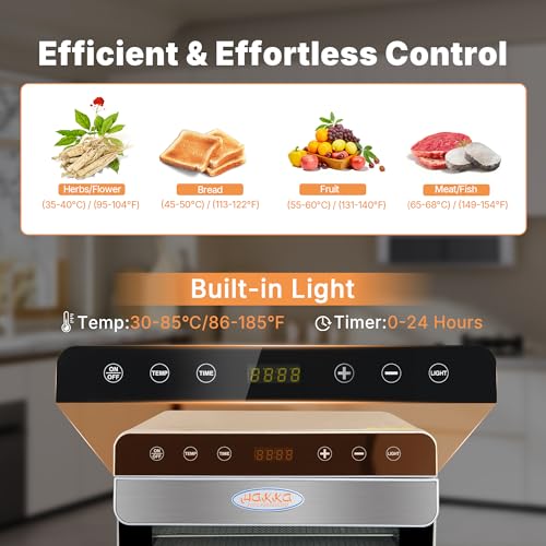 Hakka Food Dehydrator, 8 trays Food Dehydrator Machine for Jerky/Vegetables/Fruits/Meat/Dog Treats/Herbs, Stainless Steel, 700W - size: 8 Trays