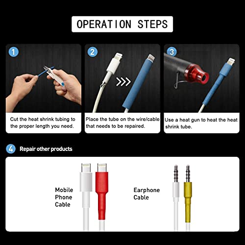 Heat Shrink Tubing Kit - 2:1 Shrink Ratio,328Pcs Wire Shrink Wrap Tubing and 300W Mini Heat Gun - for Shrink Wrapping, Wire and Cable Repair, Hand Crafts