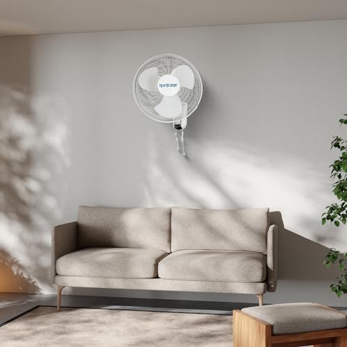 Hurricane Classic Oscillating Wall Mount Fan, 3 Speeds, White-16in, 2 Pack | Corded Electric Air Cooling Unit w/ Easy Pull Cord Controls for Home, Grow Tents, Offices, Sheds, Studios, Garages & Dorms - style: 16" Classic