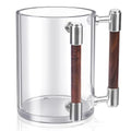 Judaica Hand Washing Cup for Netilat Yadayim with Dual Handles | Silver Alloy & Wooden Handles for Everyday & Passover Seder, Shabbat, Shul, Synagogue & Home-Unbreakable Clear - color: Silver Wood