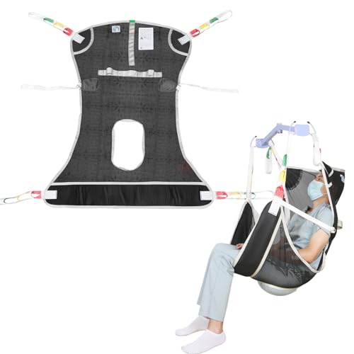 EZ Assistive Patient Lift Sling with Commode - Patient Lifting Slings for Transfer - Medical Full Body Straps for Elderly, Disabled,Nursing,Caregiver - SWL 500 lbs (Large-Black-1 PC) - size: Large-Black-1 PC