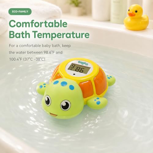 Lying Turtle Water Proof Baby Bath Thermometer for Baby Bathtub Safety | Floating Temperature Toy Water Thermometer, BPA Free, Baby Gift，New Baby Essentials，Animal Design - color: green