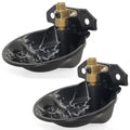 2PCS Automatic Goat Waterer Livestock Water Bowl with Copper Valve and Drain Hole, Automatic Drinking Trough for Goat Sheep Calf Pig Dog (Metal - Black)