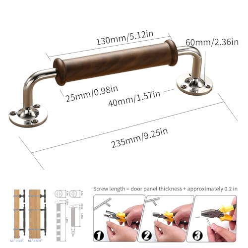 1 Pack Bright Chrome Comfy Door Pull Handle Wood Handle for Fence Gate Barn Door Closet Sliding Door Sheds Indoor Handrail - color: Bright Chrome