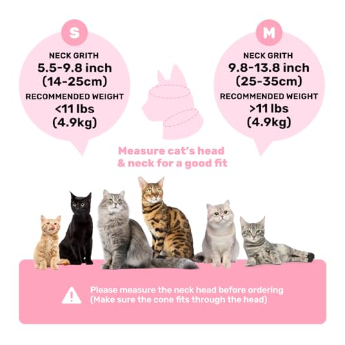 Adjustable Cat Recovery Cone Collar, Lightweight Soft Cat E-Collar Alternative After Spay, Waterproof Comfy Collars to Stop Licking Wound After Surgery, Protective Cone for Kittens/Puppies - color: Rose Quartz, size: Small