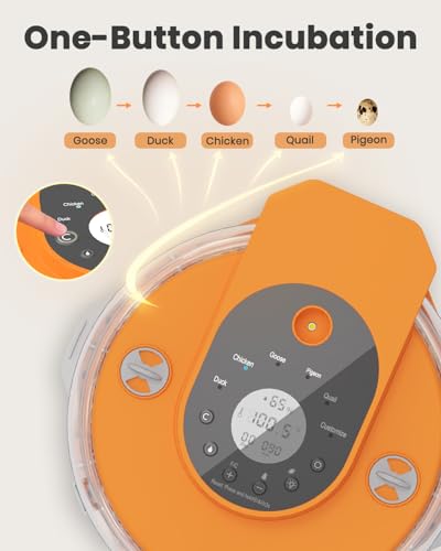 15 Egg Incubator with Side Water Refill, Auto Humidity Control, Automatic Egg Turner, Adjustable Temperature, Egg Candler, 2 Trays for Chicken, Duck, Quail & Goose Eggs