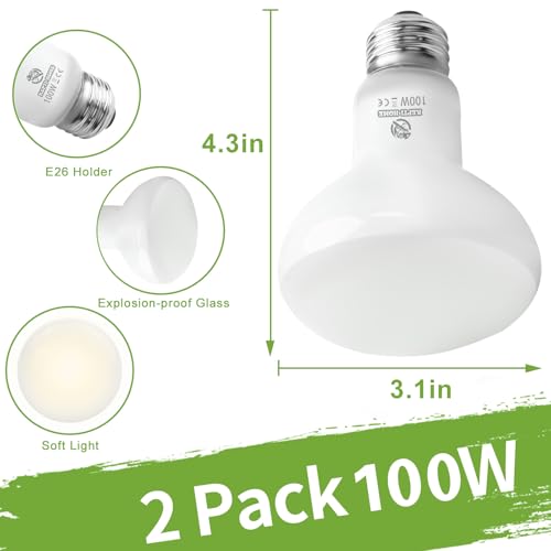 Reptile Heat Lamp Bulbs, Simulate Natural Sunlight Heat Light Bulb, 4 Pack 100W Amphibian Terrarium Basking Spot Lamp for Reptile, Bearded Dragon, Lizard, Turtle, Snake - color: Basking Bulb, size: Basking (2*100) (Pack of 2)