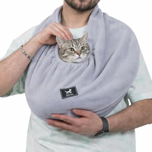 Donut Cat Sling Carrier for Small Pets 3-13 lbs, Soft Polar Fleece | Hands-Free Pet Pouch, Lightweight Indoor Cuddle Bag, Cozy Wearable Carrier for Cats, Kittens and Small Pets, Light Gray - color: Light Gray