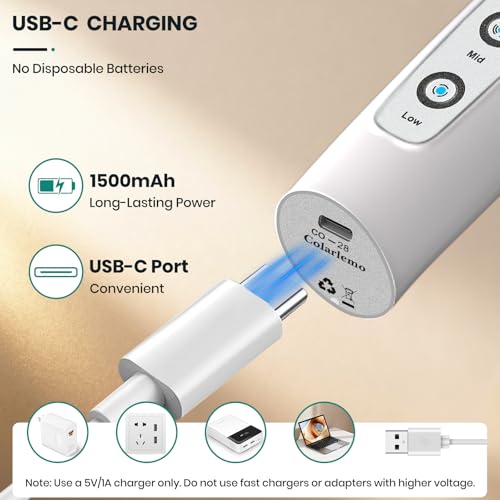 Colarlemo Milk Frother Handheld Rechargeable, Frother Wand Drink Mixer Electric Whisk for Coffee, Detachable With 3 Stainless Whisks, Hand Mixer for Lattes, Cappuccino, Matcha, Egg, No Stand, White - color: White, style: without stand