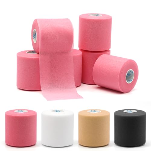 OK TAPE Pre Wrap Tape Athletic Foam Underwrap for Sports 6-Rolls, 72 Yds | Protect for Ankles Wrists Hands and Knees, Soft, Breathable, Skin-friendly and Latex-free 2.75 Inches - Pink - color: Pink, size: 2.75 In*12Yds