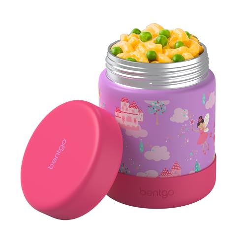 Bentgo Kids Stainless Steel Leak-Proof Food Jar for Hot or Cold Food | 11 fl oz Double Insulated Container with Removable Silicone Bumper, Dishwasher Safe, Easy Open Lid, Ages 3+ (Fairies) - color: Fairies