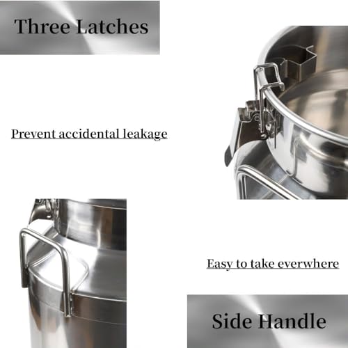 Stainless Steel Milk Bucket with Spigot, 30L/7.9Gallon 201 Steel Milk Buckets with Lid SS Milk Can large Milk Jug Liquid Container, Airtight Design, Keep Food Dry and Fresh - size: 30L/7.9Gallon, w/Spigot