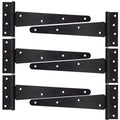 HLMOptimo Heavy Duty T Hinge Tee Hinge T Strap Hinge Shed Hinge Gate Hinge Barn Hinge Fence Hinge Door Hinge Wrought Rustproof All Size Black (6 pcs, 10 inch - size: 10 Inch, style: 6 pcs