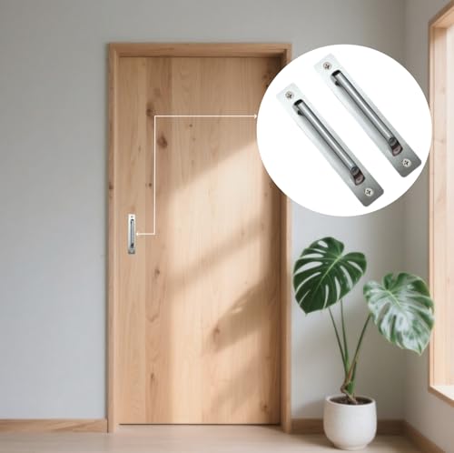 Sliding Barn Door Handle, 5"(127 mm) Hole Center, 2PCS(Silver) | Gate Handle Aluminium Alloy Closet Door Handles with Plate,Total length 6 inch Door Pull Handle - color: Silver