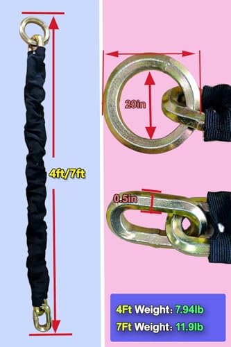 Heavy Duty Cut Proof Security Chain 4ft x 1/2 "Hardened Steel Cut Proof Lock for Motorcycles Trailers Gates Garage Anti Theft Security Chain【1.22m*12mm】 - size: 4FT(1.22M)