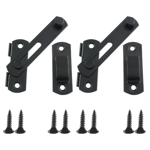 Waziaqoc Barn Door Latches, 3.93 x 2.75 Inch, Black, 2 PCS | Sliding Barn Door Lock, Stainless Steel, For Barn Door Cabinet Window Closet Door - size: 3.93 x 2.75 Inch