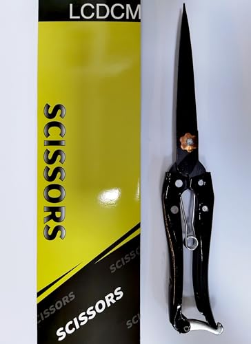 Grass Sheep Shear - Coated Wear-Resistant Handle, Manganese Steel Double-Edged, Strong Spring Suitable For Manual Shearing of Cow, Sheep, and Horse Hair (Black 10.2 inches) - color: Black 10.2 Inches