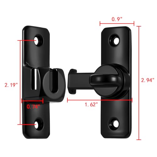 Black 90/180° Sliding Door Latches，Aluminum Alloy Cabinet Lock | Flip Gate Latches,Barn Door Latch,Right Angle Door Lock,for bedroom,cabinet,Wine Cabinet,drawer,garage,window,Pet Cage - color: Black