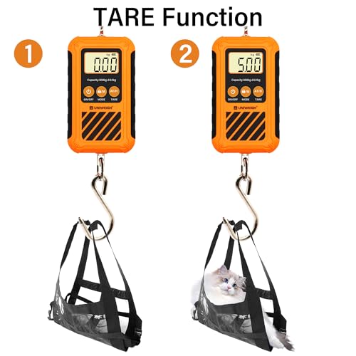 UNIWEIGH Digital Hanging Scale,Mini Crane Scale 300kg/660lb with Hold&Tare | Postal Luggage Scale with LCD Display,Portable Handheld and Large Hook,Deer Scale for Garage Farms Hunting Fish Travel Hays
