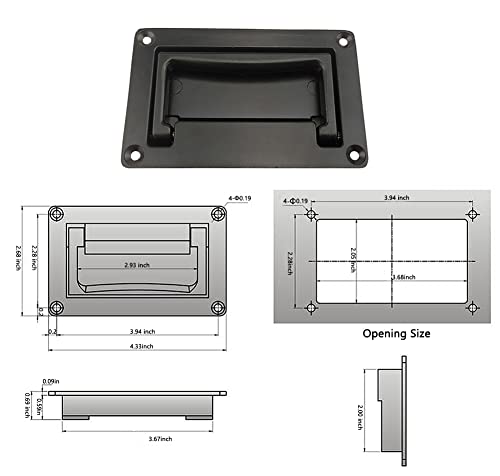 Zinc Alloy Recessed Pull Handle Container Handle Black Flush Lift Recessed Door Handle,4.33 Inch,1 Pack