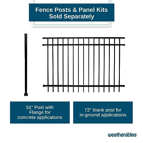 Weatherables Livingston Aluminum Fence Kit – DIY Kit for Backyard and Garden Fencing, Made with Durable Powder-Coated Aluminum that Combats Rust, Fading, and Corrosion (4’ x 6' Fence Panel) - size: Livingston 4' x 6' Fence Panel