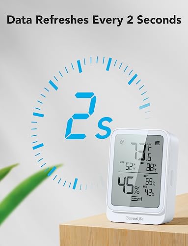 GoveeLife Bluetooth Hygrometer Thermometer H5104, LCD Digital White 2-Pack | Indoor temperature monitor with APP alert & 2-yr data storage export, humidity meter for greenhouse/wine cellar/bedroom - color: White, size: 2Pack