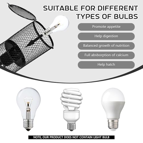 2 Pcs 4 Inch Reptile Heat Lamp Guard Anti Scald,Black, Black | Heating Lamp Holder, Mesh Cage, with 150w Ceramic Heat Emitter, Basking Anti Scald, Reptile Lizard Protection, Without Bulb - color: Black