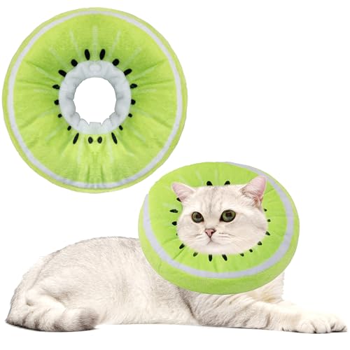 Soft Cat Cone Collar, Cute Cats Recovery Collar Suitable for Cats | Cat cone for Small, Medium, Large cat,Elizabethan Neck Collar for Cats After Surgery (Kiwifruit, Medium) - color: Kiwifruit, size: Medium
