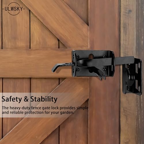Pack of 1 Thumb Gate Latch Hardware,Gate Latch with Handle,Heavy Duty Gate Latch for Outdoor Fence,Black Double Gate Latch for Backyard,Garden,Farm,Pool Gate,Metal Gate