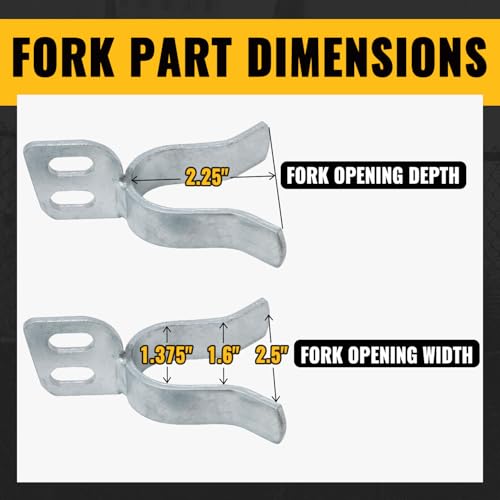 VIVIDA Chain Link Gate Latch 1-3/8", Fence Gate Fork Latch, 1 PCS | Galvanized Fence Gate Lock, For 1-3/8" OD Pipe, Chain Link Fence Parts, Bolts & Nuts Included - size: 1-3/8" x 1-3/8" (1 PCS)