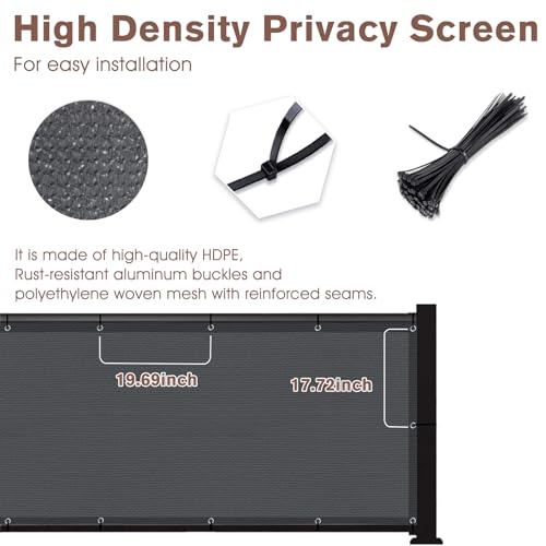 SUNNY GUARD 2.5' x 5' Balcony Privacy Screen, HDPE Patio Railing Cover Fence - color: Dark Gray, size: 0 2.5' x 0 5'
