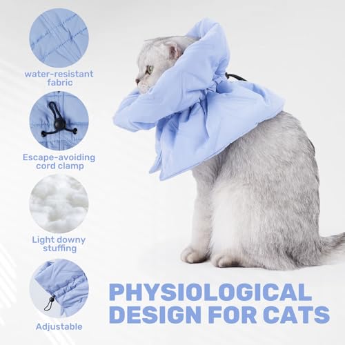 Adjustable Cat Recovery Cone Collar, Lightweight Soft Cat E-Collar Alternative After Spay, Waterproof Comfy Collars to Stop Licking Wound After Surgery, Protective Cone for Kittens/Puppies - color: Sky Blue, size: Medium