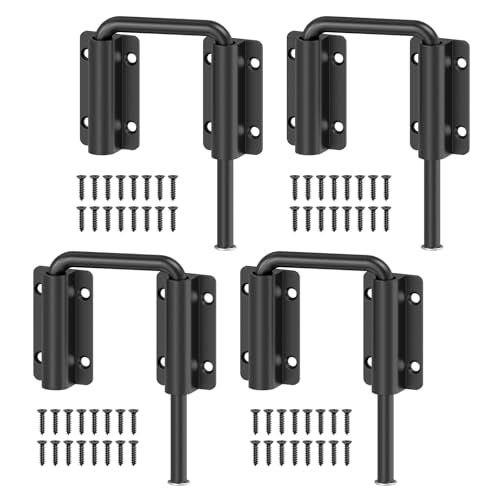 Upgraded Sliding Door Loop Lock, Barn Door Latch, Black-4PCS | 2.38″ Multi-Angle Locks for 90/180 Degree Aluminum Alloy Security Gate Latches for Fence, Window, Closet, Bedroom, Screen - color: Black-4PCS