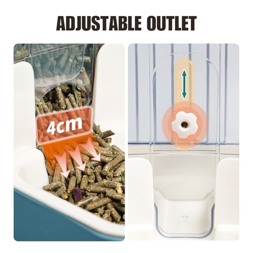 Automatic Pet Food Water Dispenser, Auto Gravity Pet Feeder Water Bottle Set for Crate Cage, Feeding Station for Small Dog Cat Rabbit Guinea Pigs Chinchilla Ferret Hedgehog (Gray) - color: Gray