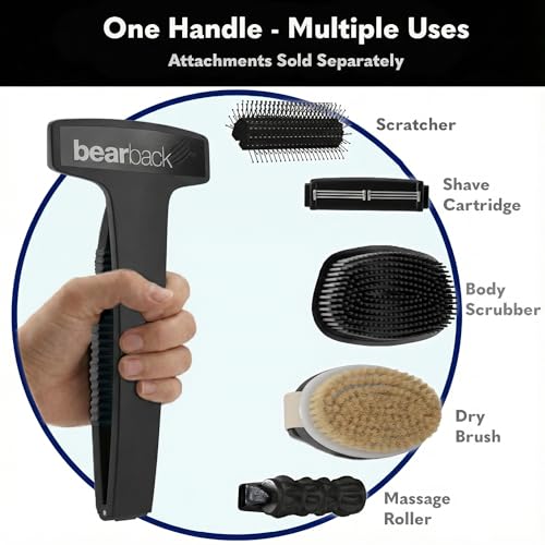 bearback Lotion Applicator for Back & Body, Black Handle with 2 Rollers | Long Reach Folding Handle, Reusable Foam Rollers, Apply Lotion, Medication, Ointment, Sunscreen, Self Tanner - color: Black