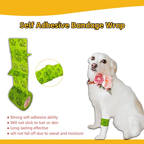 12Rolls Vet Tape Wrap, 2 inch Self Adhesive Bandage Wrap for Dog Pet | Cute Colorful Fruit, Vetwrap for Cat, Horse, Animals Wounds for Wrist, Healing, Ankle