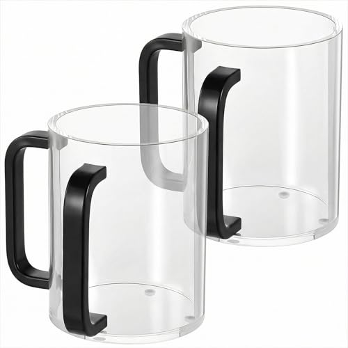 2 Pcs Judaica Hand Washing Cup with Dual Handles,5" Netilat Yadayim | Acrylic Clear Unbreakable Plastic,Washing Cups for Bathroom, Jewish Ritual Kohanim Holiday Gifts(black Handle) - color: black Handle