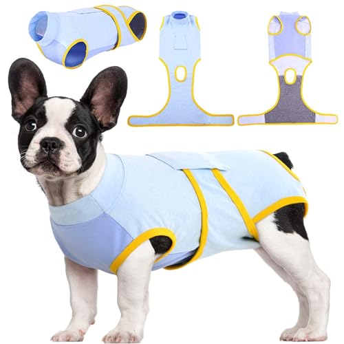 Kuoser Recovery Suit for Dogs Cats, Soft Dog Surgery Suit Female Male Spay | Professional Dog Onesie for Surgery, Substitute E-Collar & Cone, Prevent Licking Dog surgical suit Pet Neuter Suit - color: Blue, size: X-small (Back:8.3-11.4'', Weight:4-7 Lb)