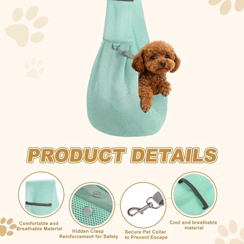 Dog Sling Carrier for Small Dogs and Cats Up to 16.5 Lbs, Soft Pouch Breathable Mesh Pet Crossbody Shoulder Bag, (Blue, 1 Pcs) Intended for Outdoor/Camp/Travel - color: Blue