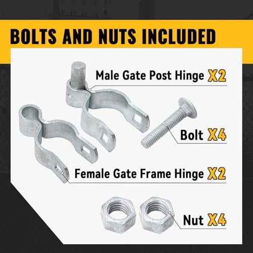 VIVIDA 1-3/8" x 2-3/8" Chain Link Fence Gate Hinge Kit, 2 Pack | Chain Link Fence Hardware, Galvanized Steel, For 1-3/8" x 2-3/8" OD Pipe, Bolts & Nuts Included - color: Silver (2 Set), size: 1-3/8" x 2-3/8"