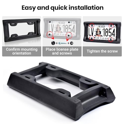 AR-PRO Ultimate License Plate Bumper Guard Screws Included - 2.3" Thick Rubber License Plate Mount Protects Bumper from Scratches and Dents - Universal Fit for Cars, Trucks, SUVs, and Vans - size: 1 Pack - Standard (2.3" Thick)