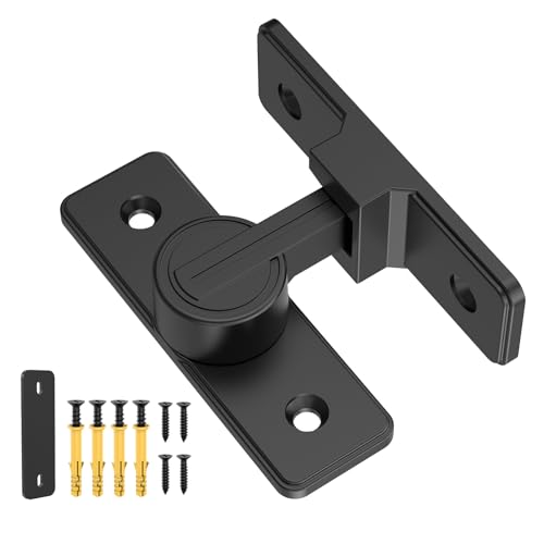 90° Heavy Duty Zinc Alloy Barn Door Lock Black 1 Pack | Security Sliding Door Latch for Barn, Garden, Bathroom, Fence, Shed，With Screws & Washers - color: Rectangular Black-1 Pc