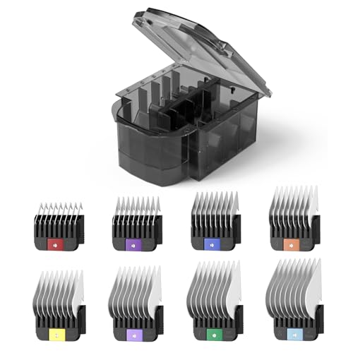 Professional Animal Stainless Steel Attachment Guide Comb Set with Storage Box for Ampfix PC619 Pet Clippers A5 Detachable #10, #15, #30 Blade, Compatible with most Pets, Dogs, Cats, Horses