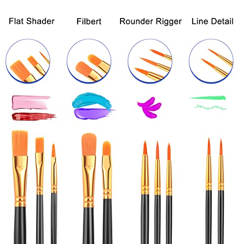 ESRICH 160PCS Paint Brushes, Paint Brush for Acrylic Painting | Artist Paintbrushes for Oil Watercolor, Body Face Rock Canvas, Small Paint Brushes for Kids, Black - color: Black, size: 160