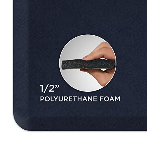 NewLife by GelPro Anti-Fatigue Nonslip 1/2" Thick Hard Floor Utility Mat for Garage, Patio and Kitchen, 20" x 72", Leather Grain Navy - color: Leather Grain Navy