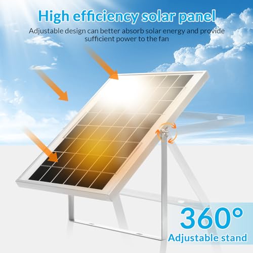 Glooglitter 1 Set Solar Fan for Greenhouse, 10 W Solar Panel Fan Kit with Bracket Waterproof Solar Exhaust Fan Solar Dual Fan for Intake or Exhaust Air for Attic, Shed, Barn, Chicken Coop, Dog House