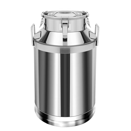 Stainless Steel Milk Can, 60 Liter Seamless Milk Jug Wine Pail Bucket 15.85 Gallon Anti-Leak Liquid Storage Container Milk Pail with Sealed Lid Heavy Duty for Milk and Wine (60L) - size: 60L