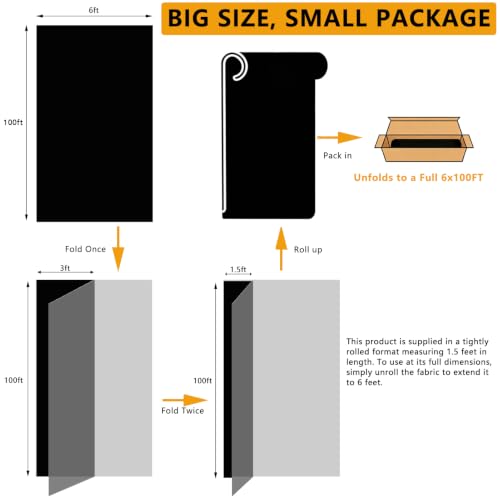POYEE 50% Black Shade Cloth Roll 6x100 ft | Cuttable Sunblock UV Resistant Sun Shade Cover Fabric for Plants Heat Protection Garden Greenhouse Vegetable Kennel Patio - color: Black-50%