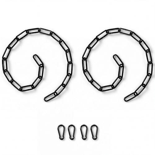 2 Pack Gate Chain Lock for Outdoor Fence with Carabiner,1/8 x 20 Inch Black | Stainless Steel Link Chains No Fear of Being Bent, Easy to Adjust Barn Chain for Livestock Gate - size: 2-Pack